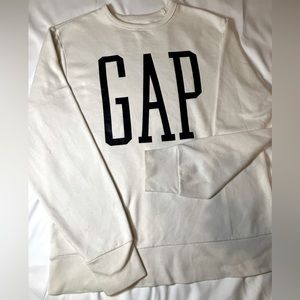 Gap Sweater Sweatshirt Size Medium Spell Out Logo Pullover Casual Off White